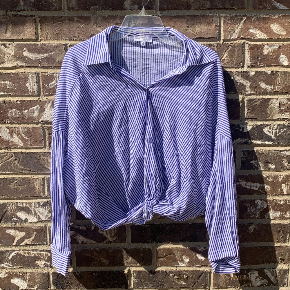 Blue & White Stripped Knot Blouse